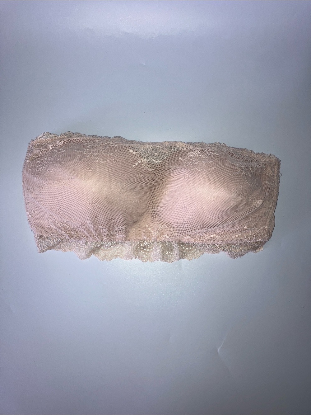 SPANX Lace-Trim Strapless Bandeau in Blush Pink Size M
